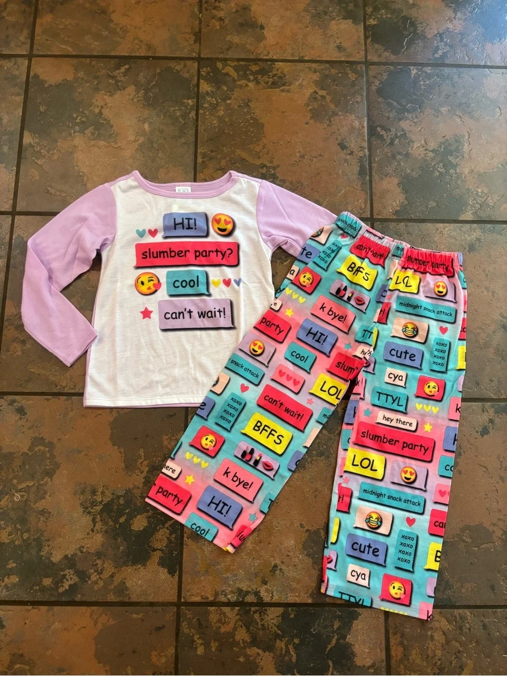 🌸Kids Lavender & White Slumber Party Pajama Set
